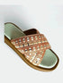 Womens Pastel Green and Pink Criss Cross Slider